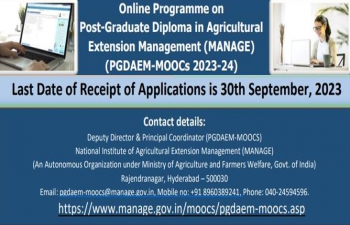 Post Graduate Diploma in Agricultural Extension Management (PGDAEM-MOOCs)